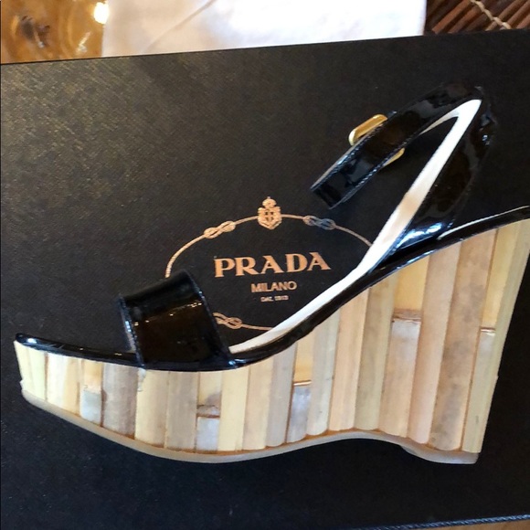 Prada “Vernice” Bamboo Wedge - Picture 3 of 6